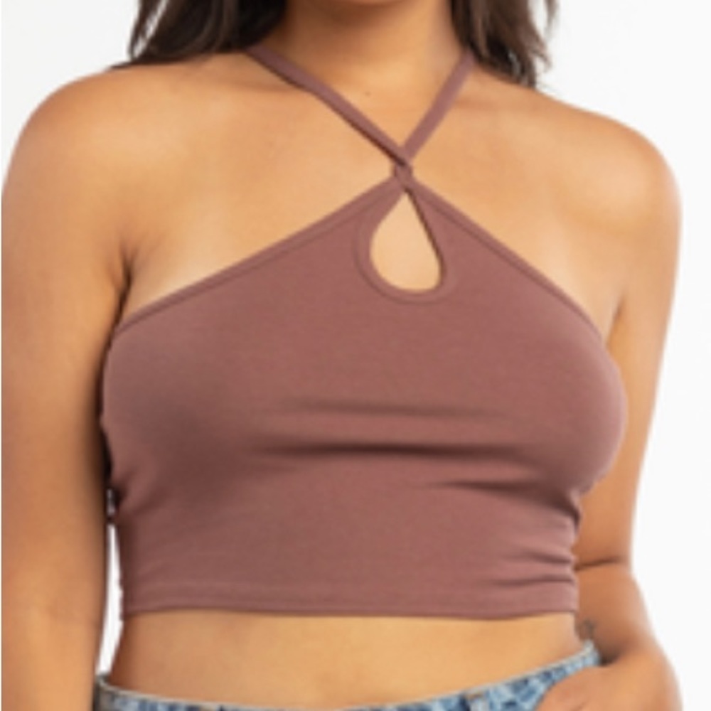 Tilly’s Brown Keyhole Cropped Tank